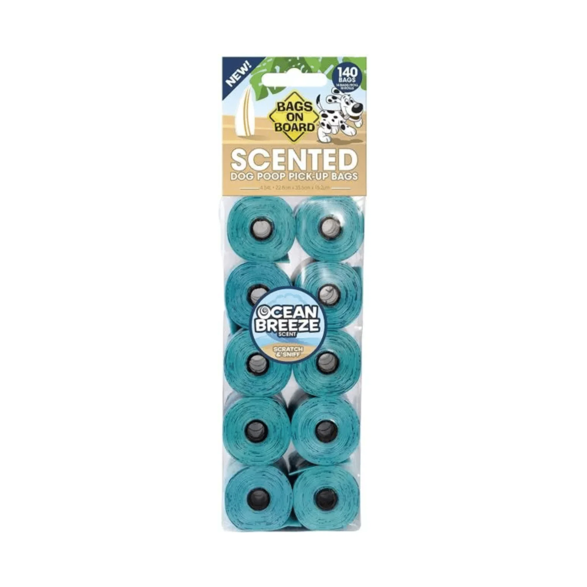 Bags on Board Ocean Scented Refill Rolls – 140 Poo Bags