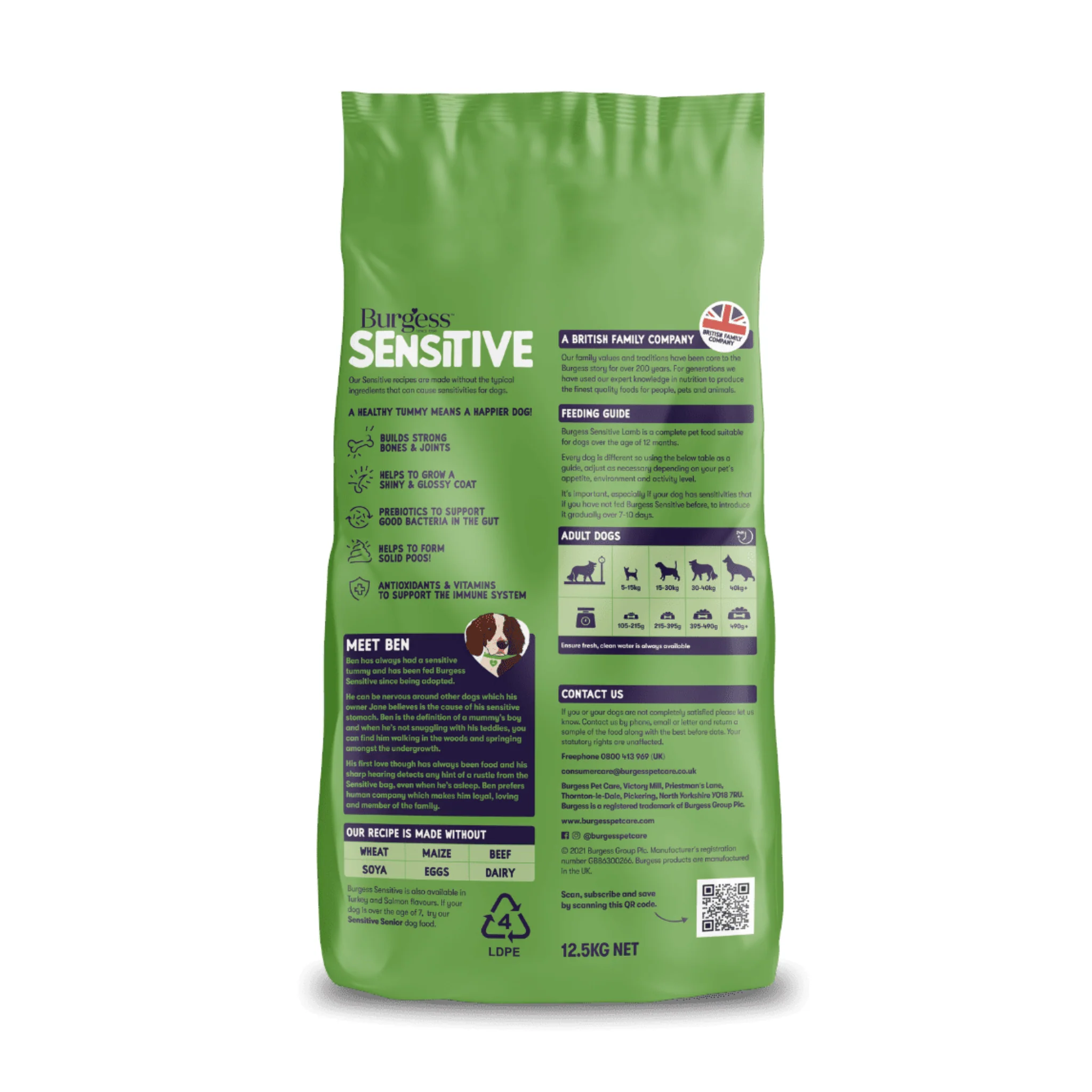 Burgess Sensitive Adult with Lamb Dry Dog Food - Image 2