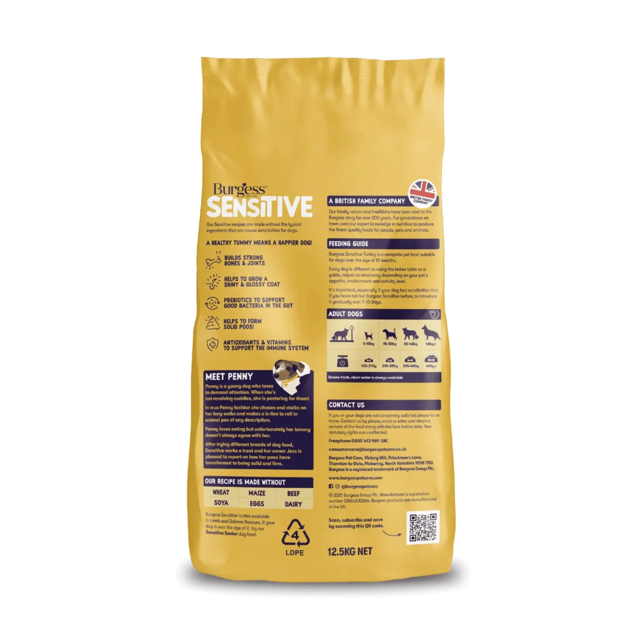 Burgess Sensitive Adult with Turkey Dry Dog Food - Image 2