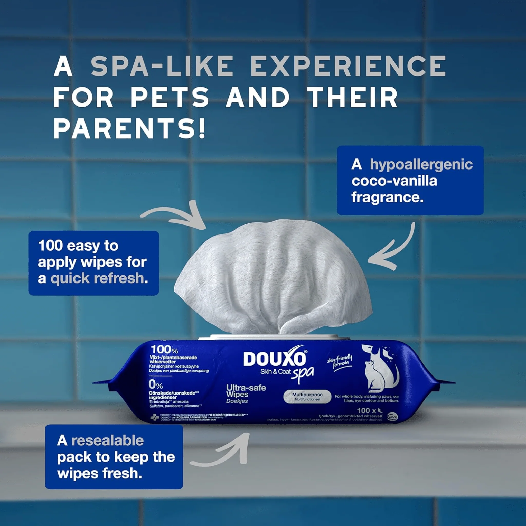DOUXO® SPA Multipurpose Grooming Wipes - 100 pack - Image 4