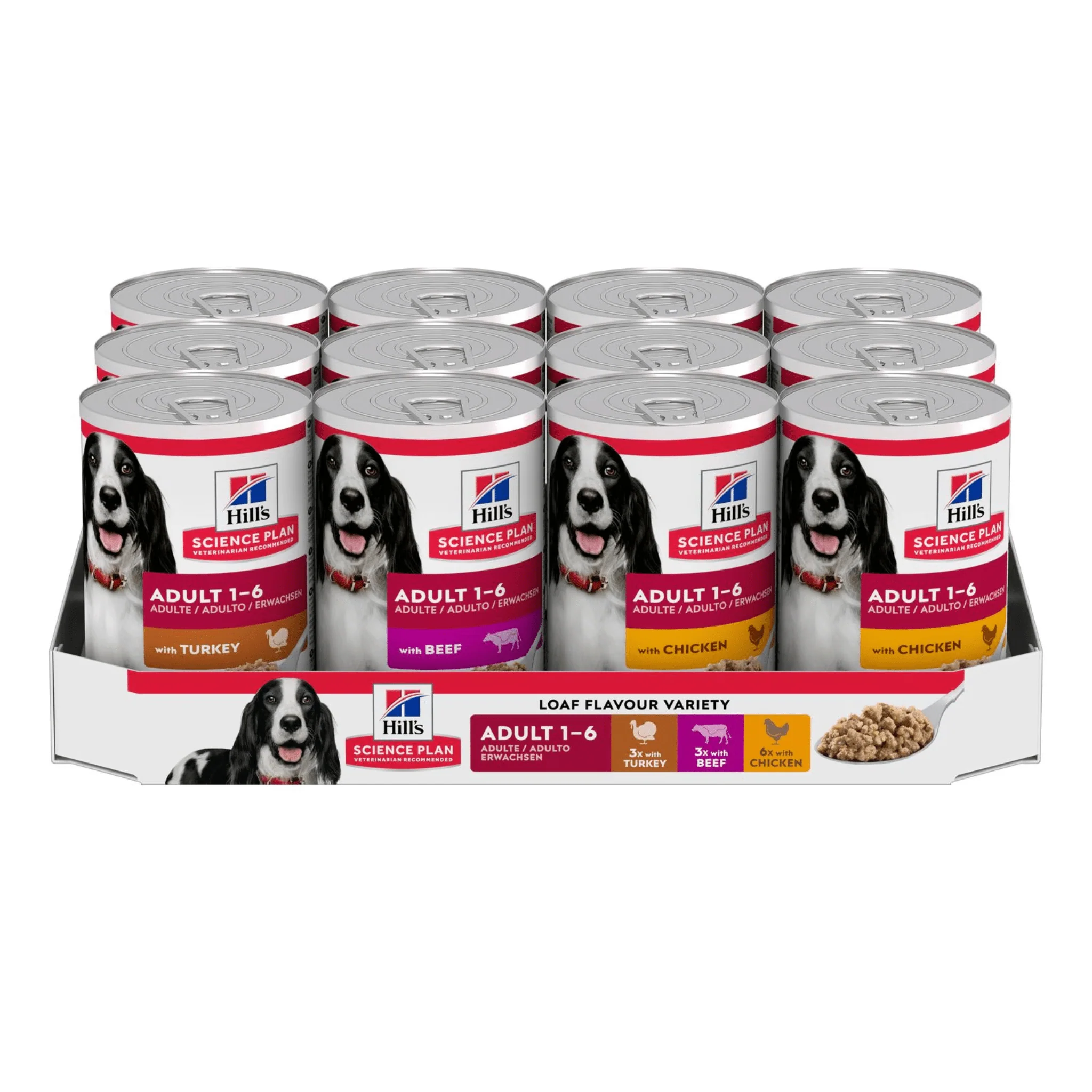 Hills Science Plan Adult Multipack Wet Dog Food with Chicken, Turkey & Beef