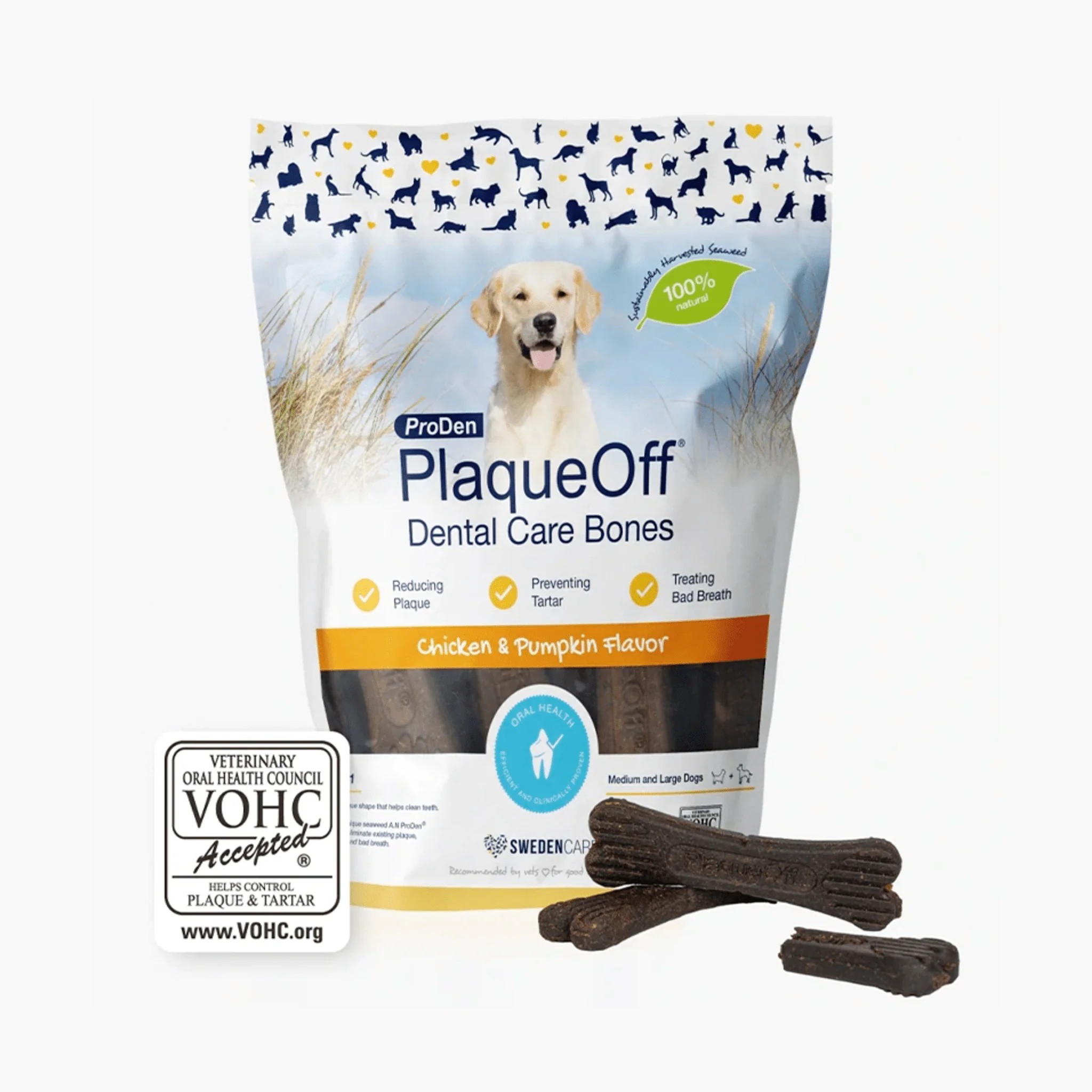 ProDen PlaqueOff® Dental Care Bones – Chicken & Pumpkin