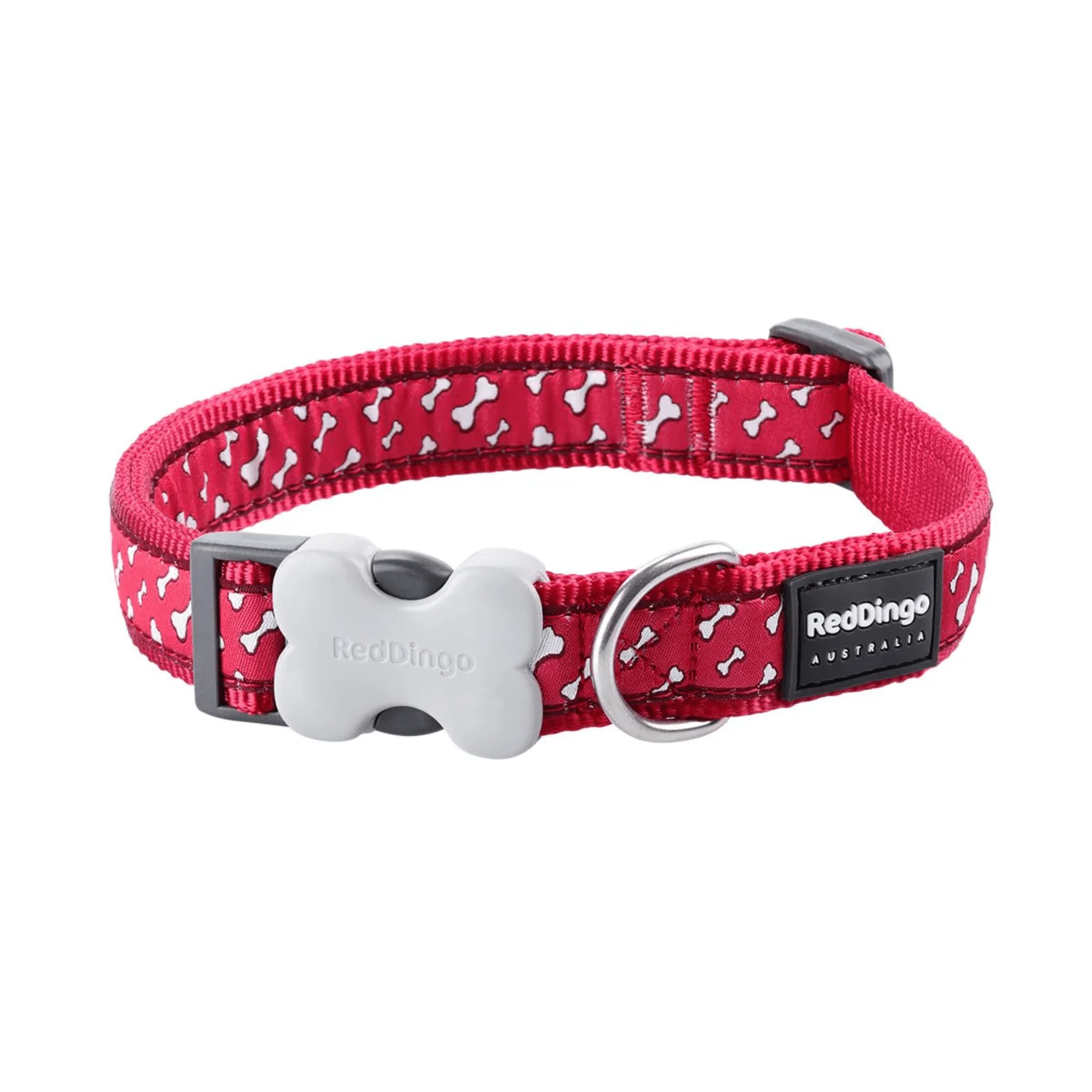 Red Dingo Dog Collar Flying Bones Red