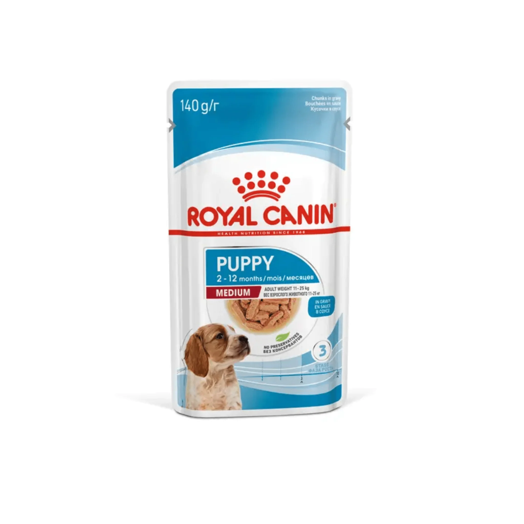 ROYAL CANIN® Medium Puppy Chunks In Gravy 10x 140g (4Pack)