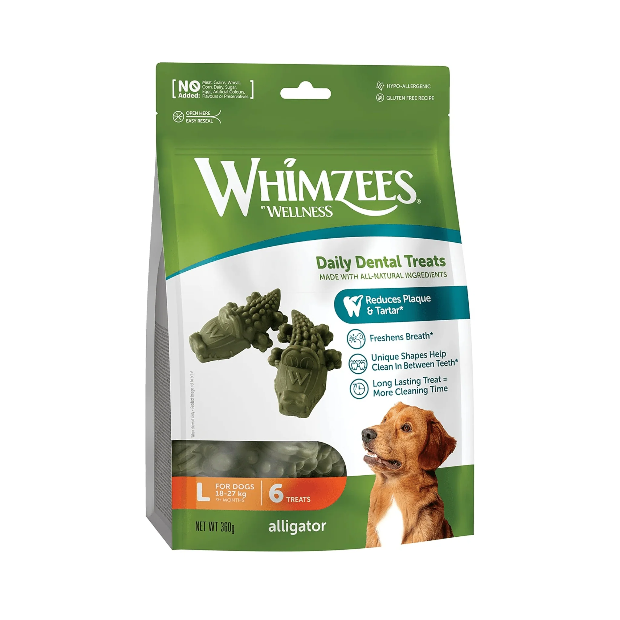 Whimzees Dental Alligator for Large Dogs